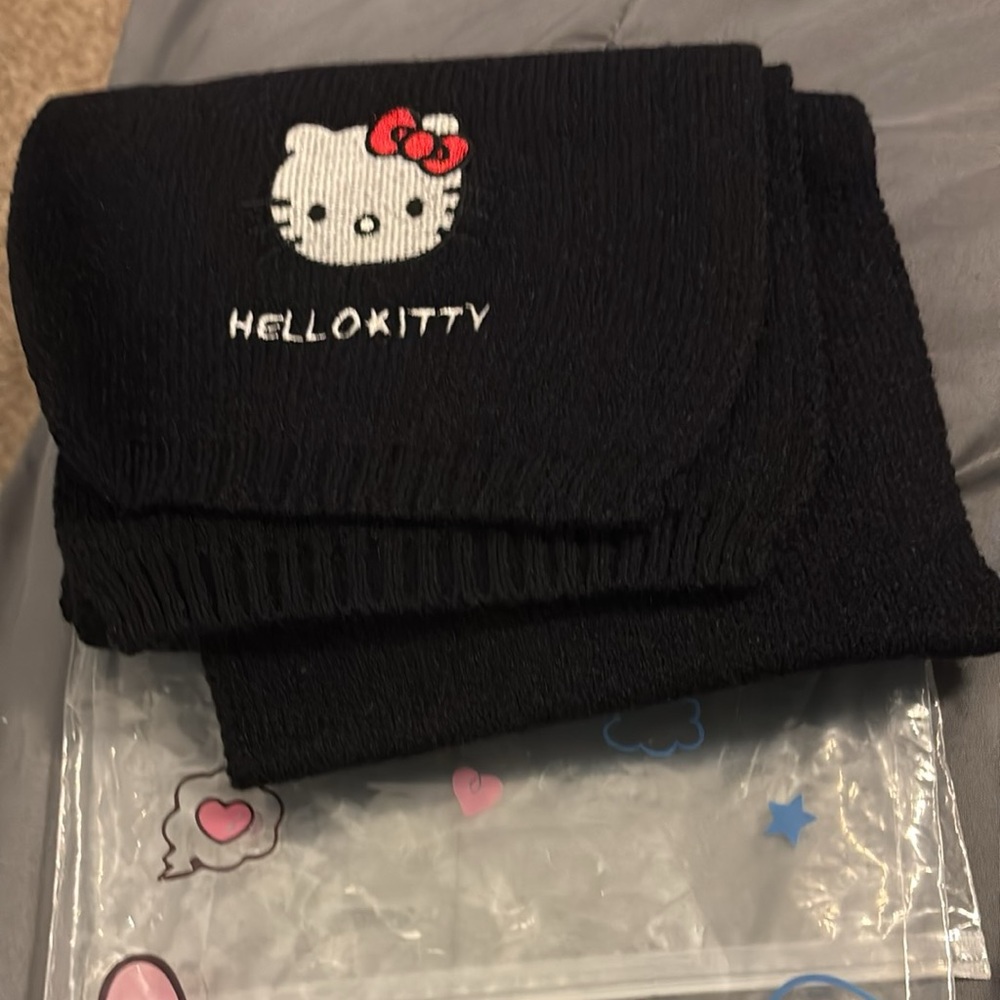 Hello Kitty Black Wallet with Embroidered Kitty and Red Bow